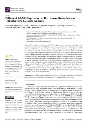 Pattern of TAAR5 Expression in the Human Brain Based on Transcriptome Datasets Analysis