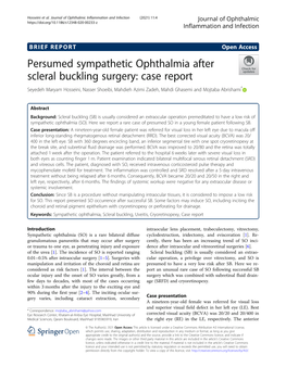 Persumed Sympathetic Ophthalmia After Scleral Buckling Surgery