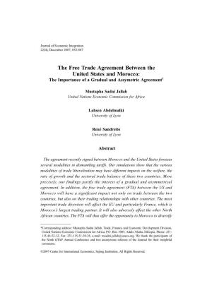 The Free Trade Agreement Between the United States and Morocco: the Importance of a Gradual and Assymetric Agreement1