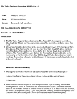 Mid Wales Regional Committee MID 03-01(P.1A)