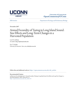 Annual Fecundity of Tautog in Long Island Sound: Size Effects and Long-Term Changes in a Harvested Population Lori H