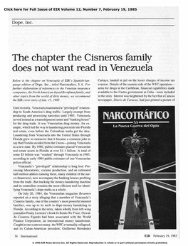 The Chapter the Cisneros Family Does Not Want Read in Venezuela