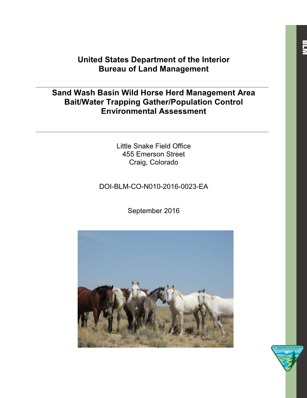 United States Department of the Interior Bureau of Land Management