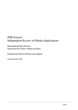 PSB Freesat: Independent Review of Market Implications