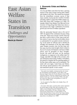 East Asian Welfare States in Transition Challenges And