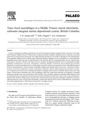 Trace Fossil Assemblages in a Middle Triassic Mixed Siliciclastic- Carbonate Marginal Marine Depositional System, British Columbia