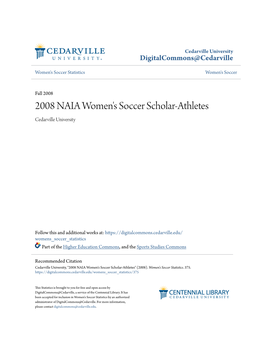 2008 NAIA Women's Soccer Scholar-Athletes Cedarville University