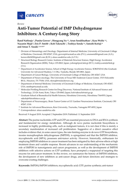Anti-Tumor Potential of IMP Dehydrogenase Inhibitors: a Century-Long Story