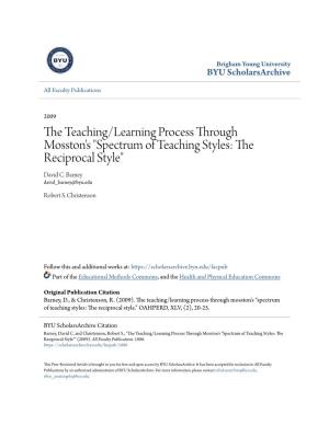 Spectrum of Teaching Styles: the Reciprocal Style" David C