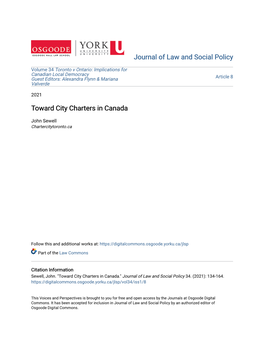 Toward City Charters in Canada