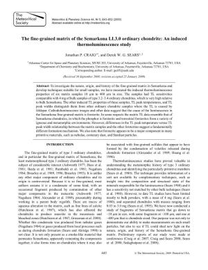 The Fine-Grained Matrix of the Semarkona LL3.0 Ordinary Chondrite: an Induced Thermoluminescence Study
