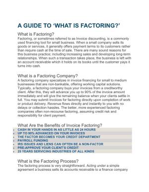 A Guide to 'What Is Factoring?'