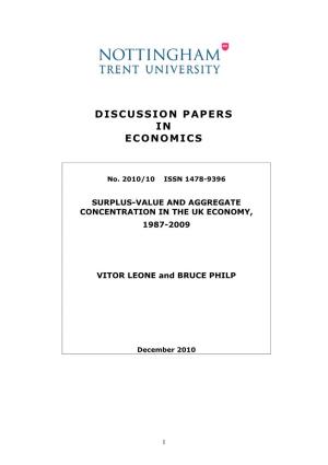 Surplus-Value and Aggregate Concentration in the Uk Economy, 1987-2009