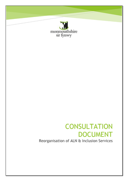 CONSULTATION DOCUMENT Reorganisation of ALN & Inclusion Services