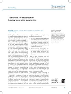 The Future for Biosensors in Biopharmaceutical Production