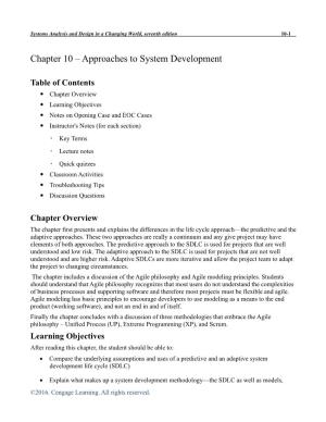 Chapter 10 – Approaches to System Development