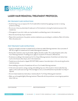 Laser Hair Removal Treatment Protocol