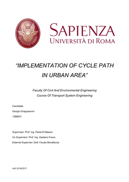“Implementation of Cycle Path in Urban Area”
