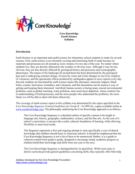 Introduction to Core Knowledge Earth Science