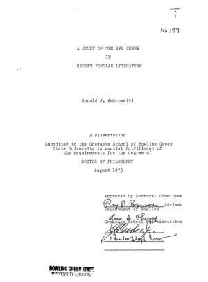 IN Ronald J. Ambrosetti a Dissertation Submitted to the Graduate School