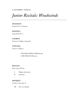 Junior Recitals: Woodwinds