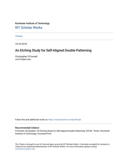An Etching Study for Self-Aligned Double Patterning