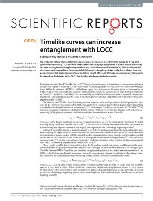 Timelike Curves Can Increase Entanglement with LOCC Subhayan Roy Moulick & Prasanta K