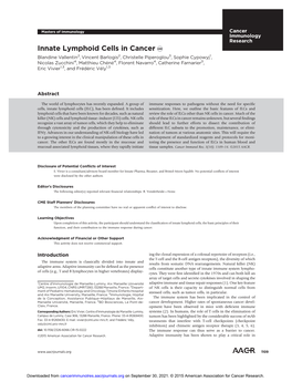 Innate Lymphoid Cells in Cancer