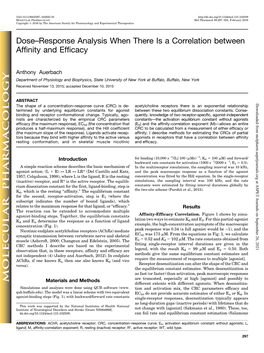 Dose–Response Analysis When There Is a Correlation Between Affinity and Efficacy