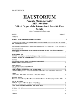 Haustorium #78, July 2020