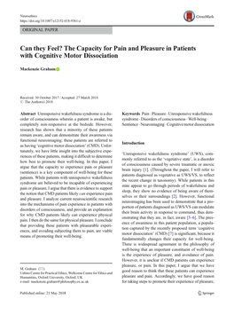 Can They Feel? the Capacity for Pain and Pleasure in Patients with Cognitive Motor Dissociation