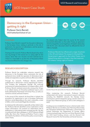 UCD Impact Case Study Democracy in the European Union