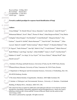 Towards a Unified Paradigm for Sequencebased Identification of Fungi