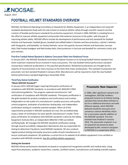 Football Helmet Standards Overview