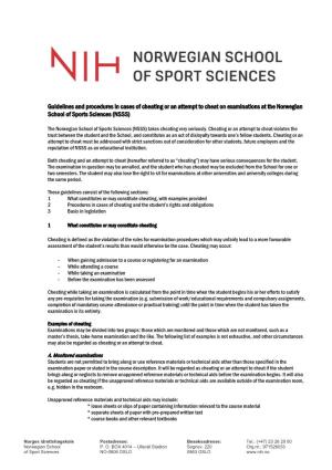 Guidelines and Procedures in Cases of Cheating Or an Attempt to Cheat on Examinations at the Norwegian School of Sports Sciences (NSSS)