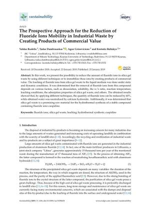 The Prospective Approach for the Reduction of Fluoride Ions Mobility in Industrial Waste by Creating Products of Commercial Value