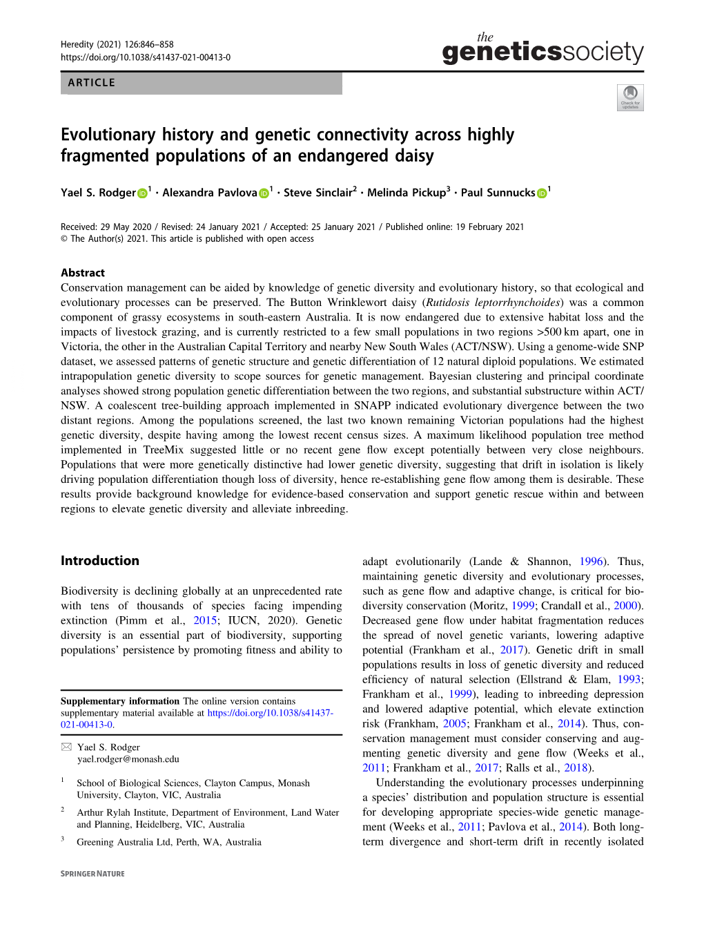 Evolutionary History and Genetic Connectivity Across Highly Fragmented Populations of an Endangered Daisy