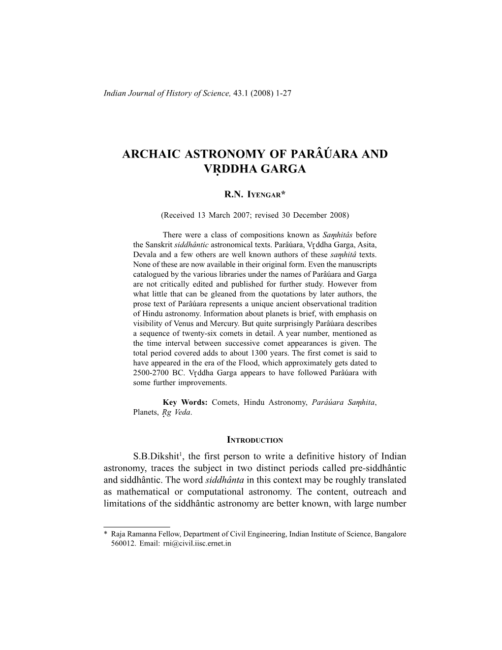 Archaic Astronomy of Parāśara and Vr.Ddha Garga