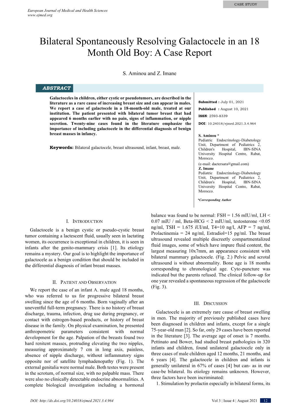 Bilateral Spontaneously Resolving Galactocele in an 18 Month Old Boy: a Case Report