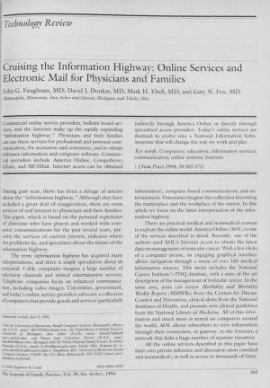 Cruising the Information Highway: Online Services and Electronic Mail for Physicians and Families John G