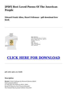 Pdf Best Loved Poems of the American People Edward Frank