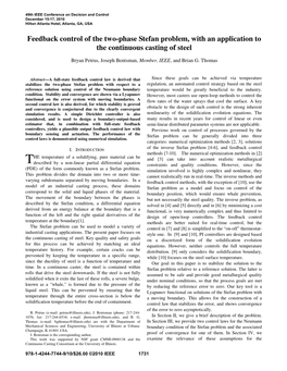 Feedback Control of the Two-Phase Stefan Problem, with an Application to the Continuous Casting of Steel