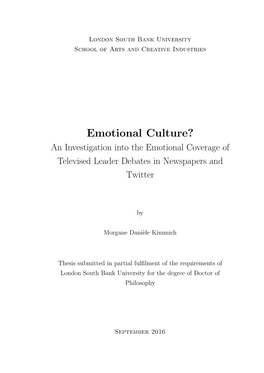 Emotional Culture? an Investigation Into the Emotional Coverage of Televised Leader Debates in Newspapers and Twitter