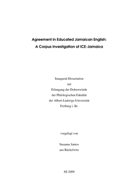 Agreement in Educated Jamaican English: a Corpus Investigation of ICE-Jamaica