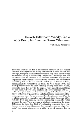 Growth Patterns in Woody Plants with Examples from the Genus Viburnum by MICHAEL DONOGHUE