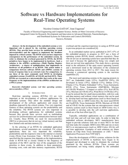 Software Vs Hardware Implementations for Real-Time Operating Systems