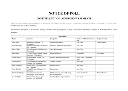 Notice of Poll Constituency of Longford-Westmeath