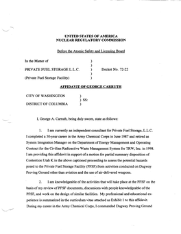 Affidavit of George Carruth