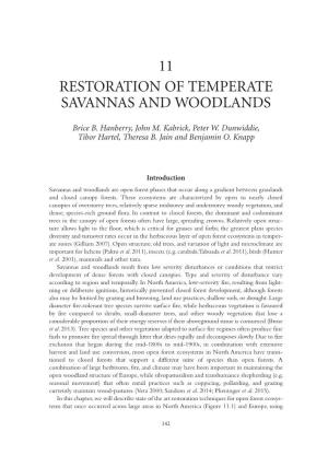 Restoration of Temperate Savannas and Woodlands