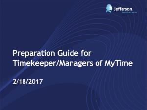 Preparation Guide for Timekeeper/Managers of Mytime